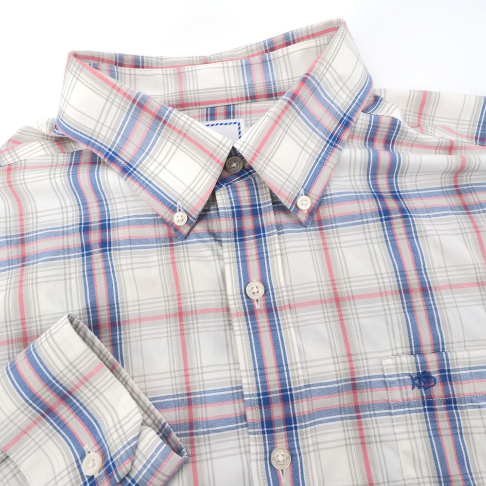 Southern Tide Intercoastal Performance Plaid Button Down Shirt White Mens Large